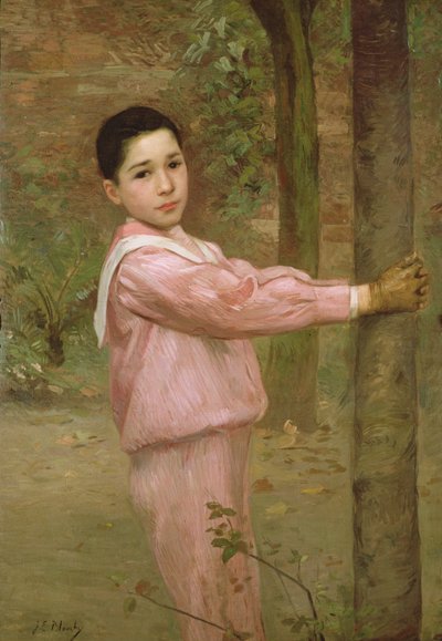 Ritratto di un ragazzo in un abito da marinaio rosa da Jacques Emile Blanche